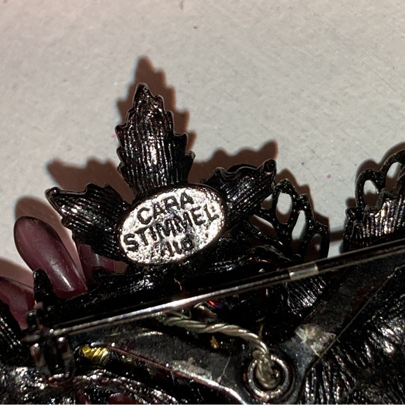 VINTAGE CARA STIMMEL LTD BEADED FLOWERS BROOCH/PIN - SIGNED - Picture 8 of 13